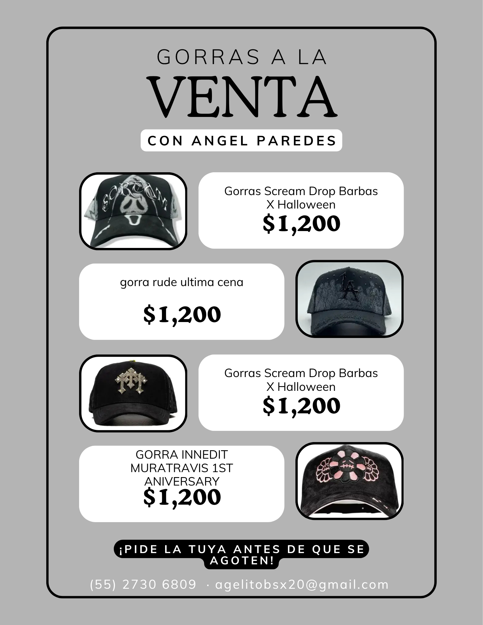 Anuncio de gorras a la venta de Urban Essencials.