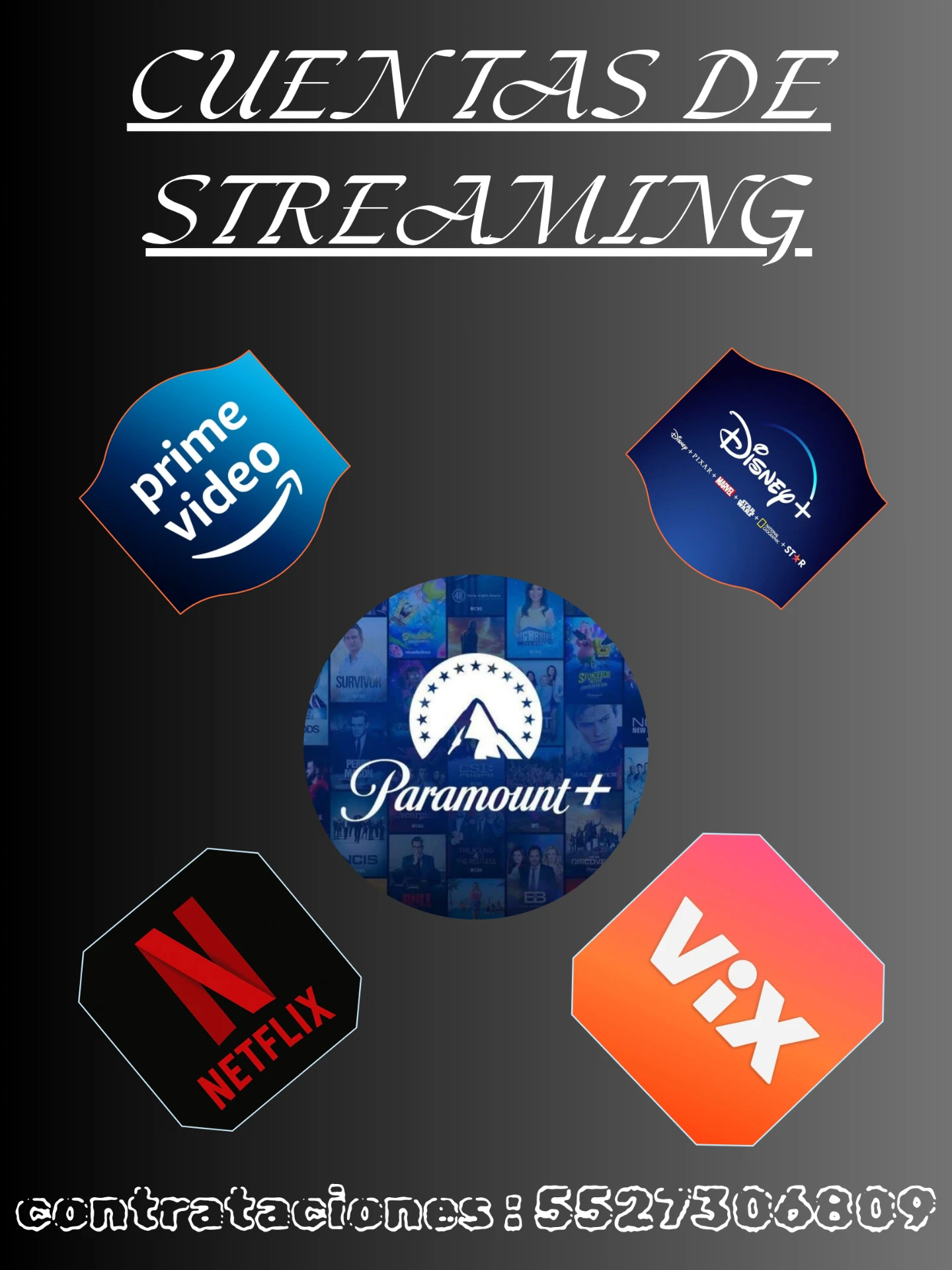Anuncio de cuentas de streaming de Urban Essencials.