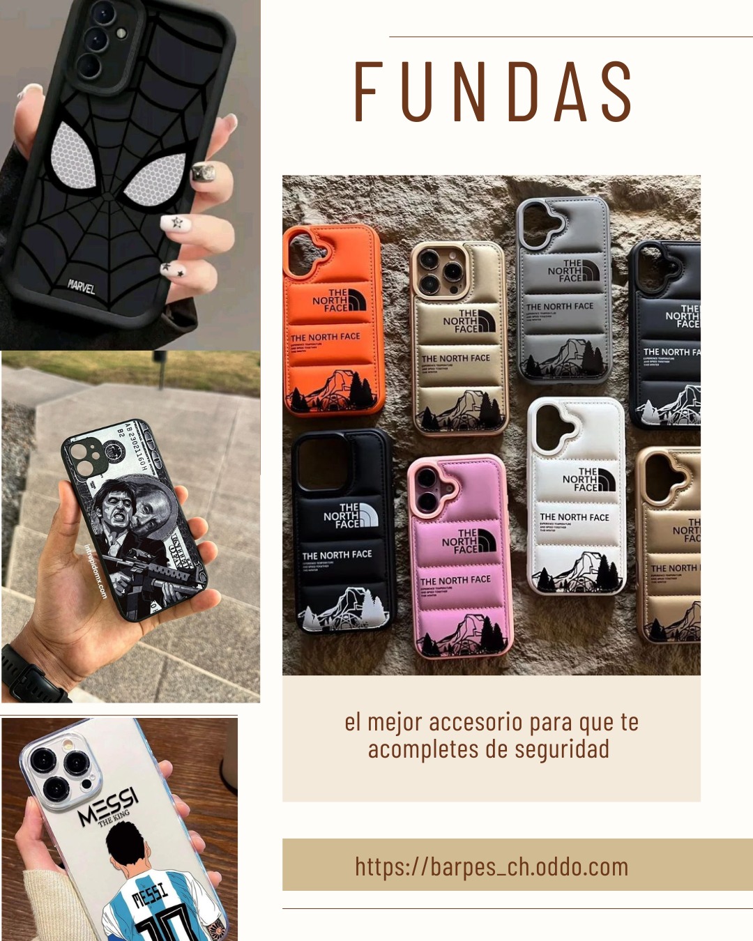 Collage de fundas para celular con distintos diseños.