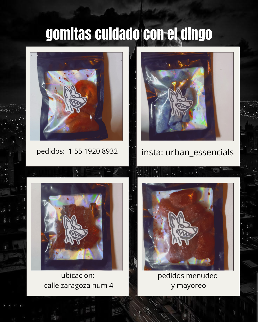 Collage de bolsas de gomitas Cuidado con el Dingo.